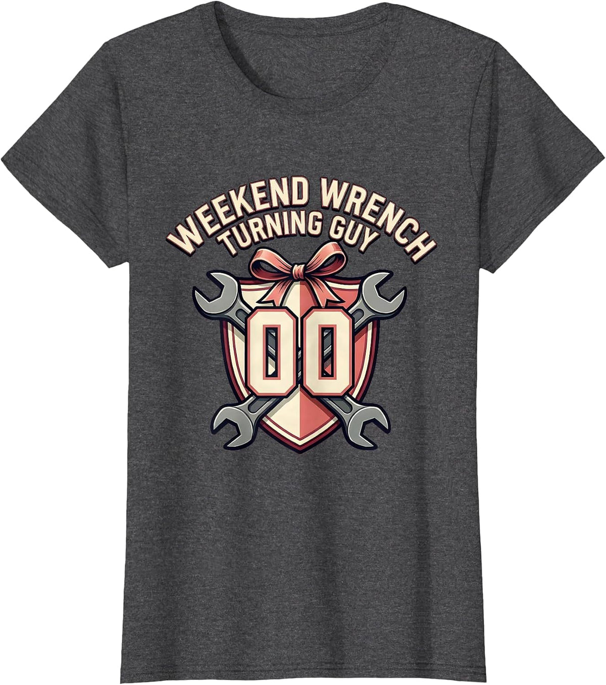 Women's Weekend Wrench Turning Guy Car Mechanic Design T-Shirt - Dark Heather Grey