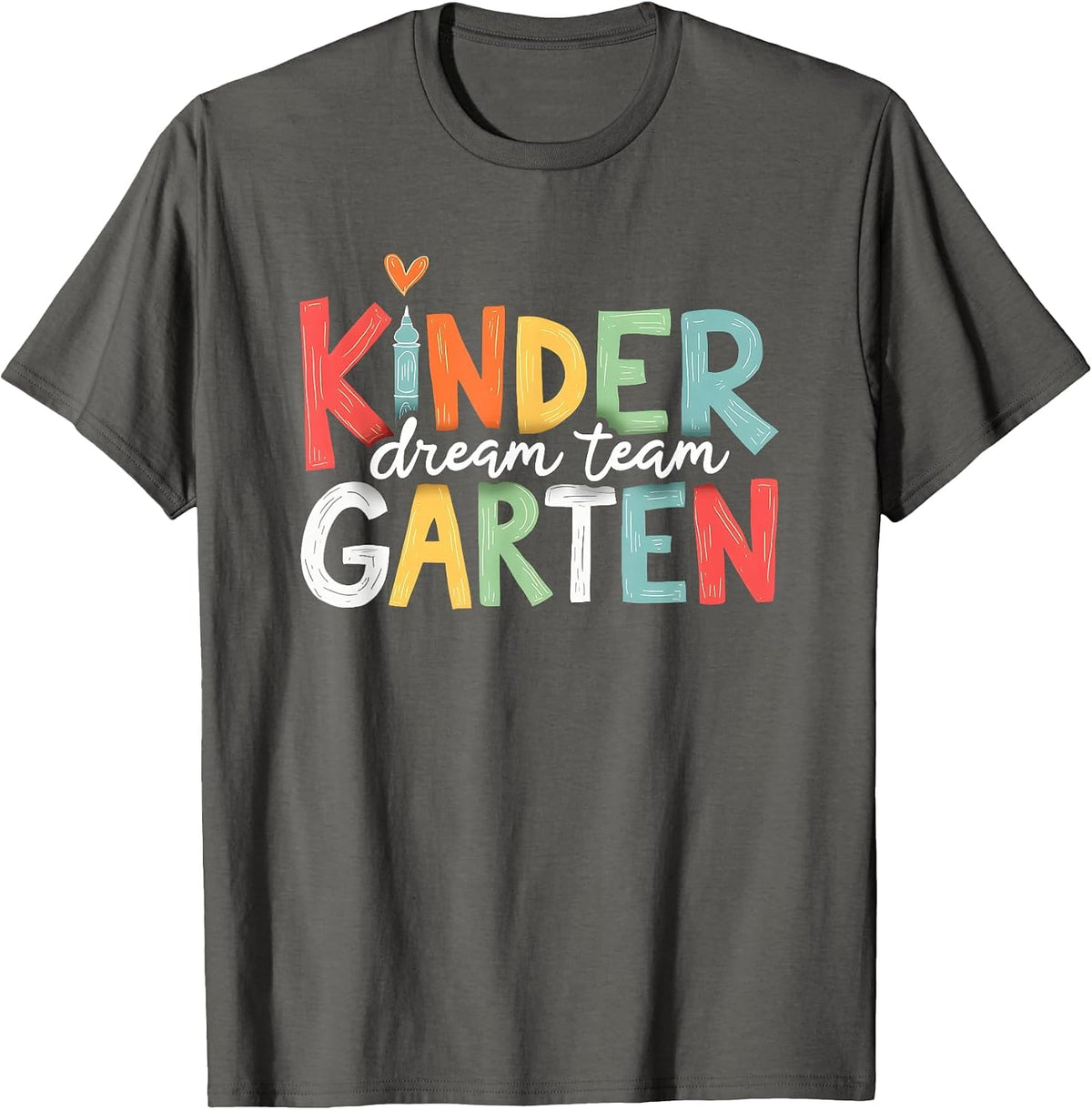 Retro Kindergarten Dream Team Back to School Teacher Kids T-Shirt - Asphalt Grey