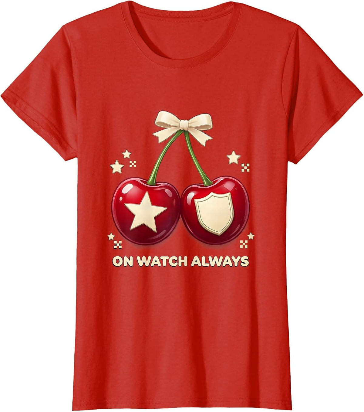On Watch Always Police Duty Design T-Shirt - Red