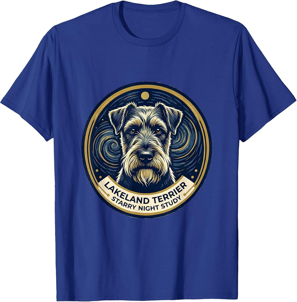 Men's Lakeland Terrier Starry Night Study Van Gogh Style Dog T-Shirt - Royal Blue
