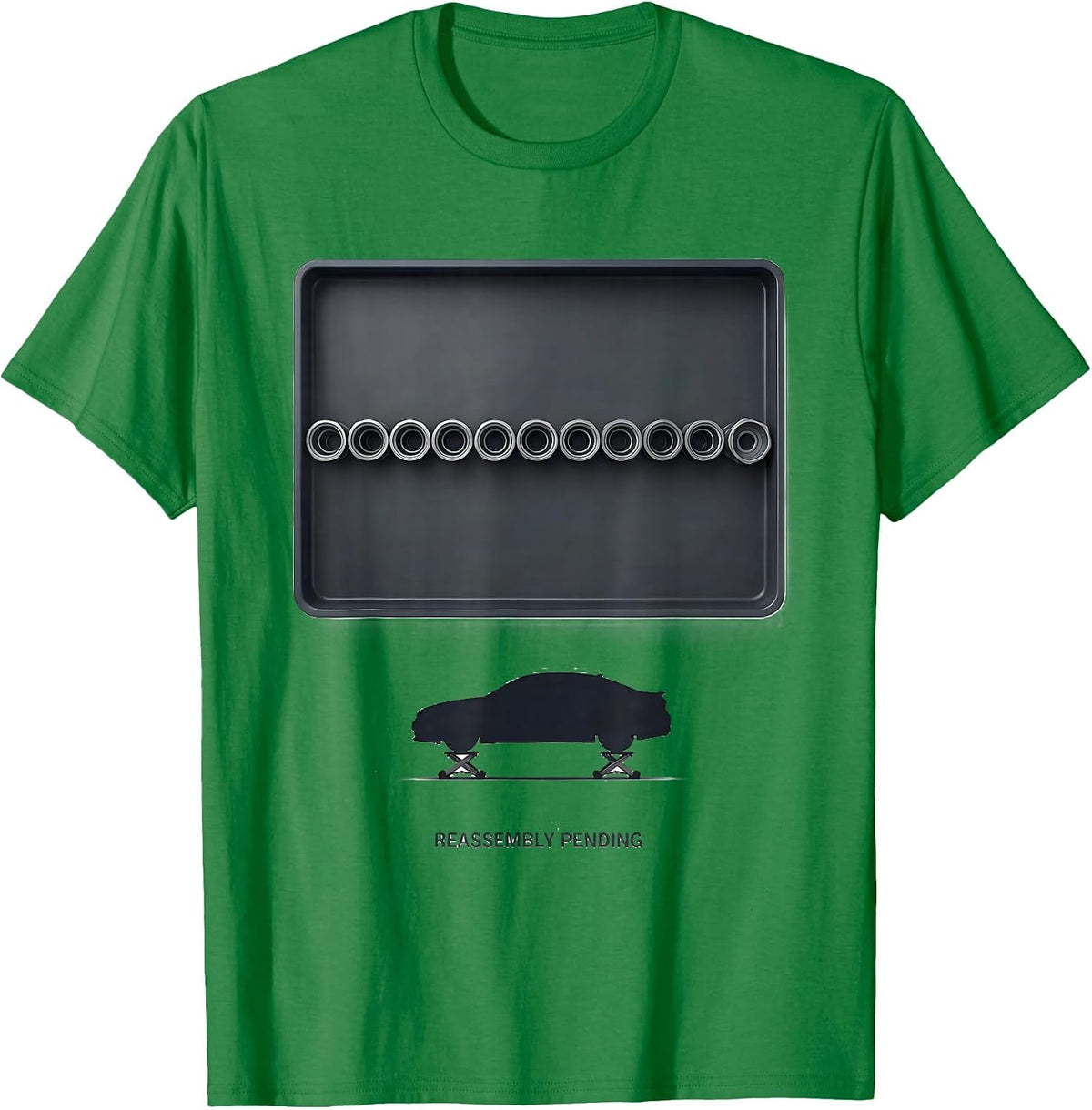 Men's Reassembly Pending Minimalist Car Guy Mechanic Humor T-Shirt - Kelly Green
