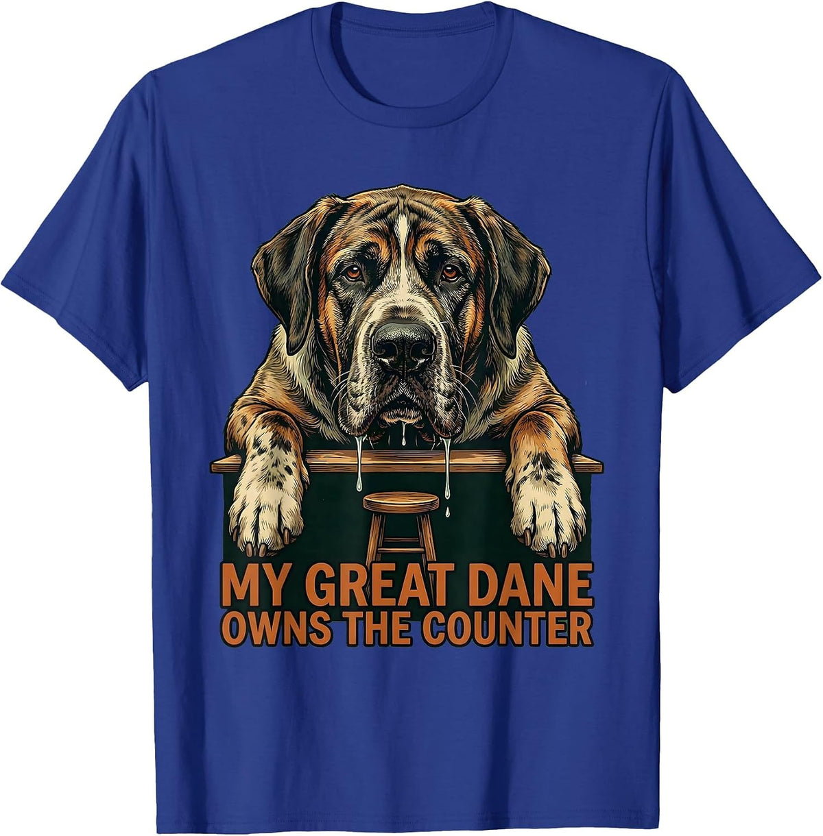 Men's My Great Dane Owns The Counter Vintage Funny Dog Mom Dog Dad T-Shirt - Royal Blue
