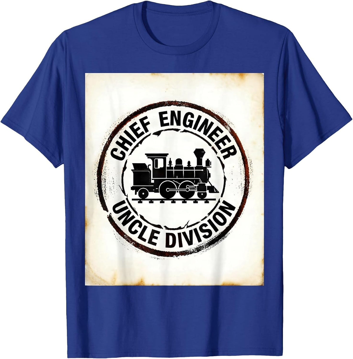 Chief Engineer, Uncle Division Funny Train Engineer Model T-Shirt - Royal Blue