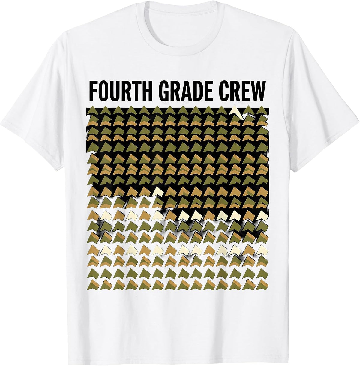 Men's Fourth Grade Crew Camo Back To School Boys Teachers T-Shirt - White