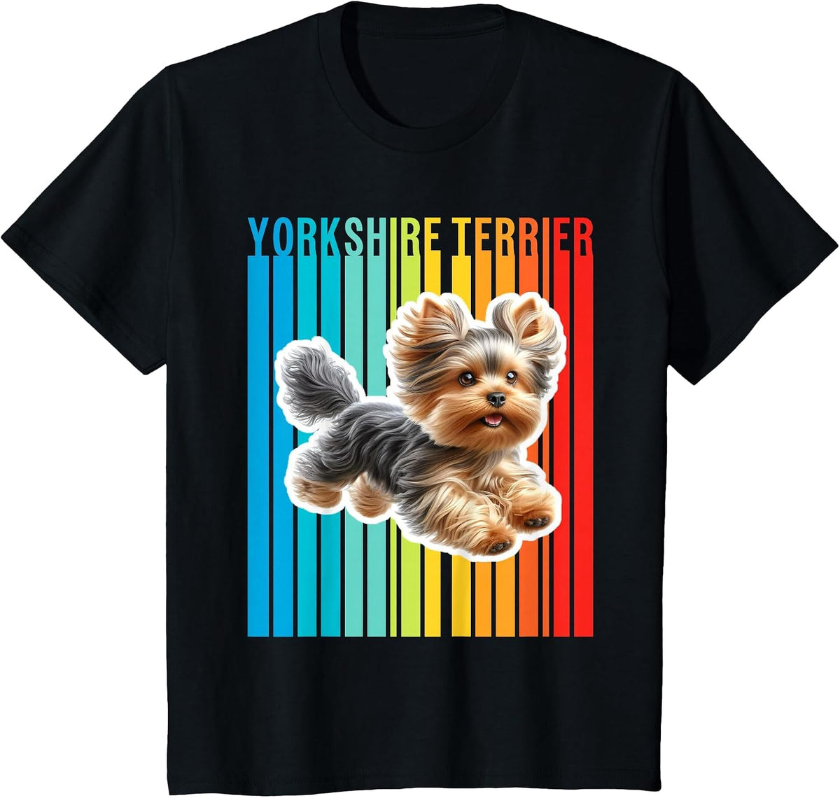 Colourful Yorkshire Terrier T-Shirt - Black