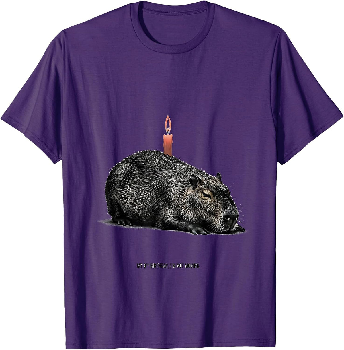 My 9th Birthday I'm Not Moving Funny Capybara Birthday Gift T-Shirt - Purple