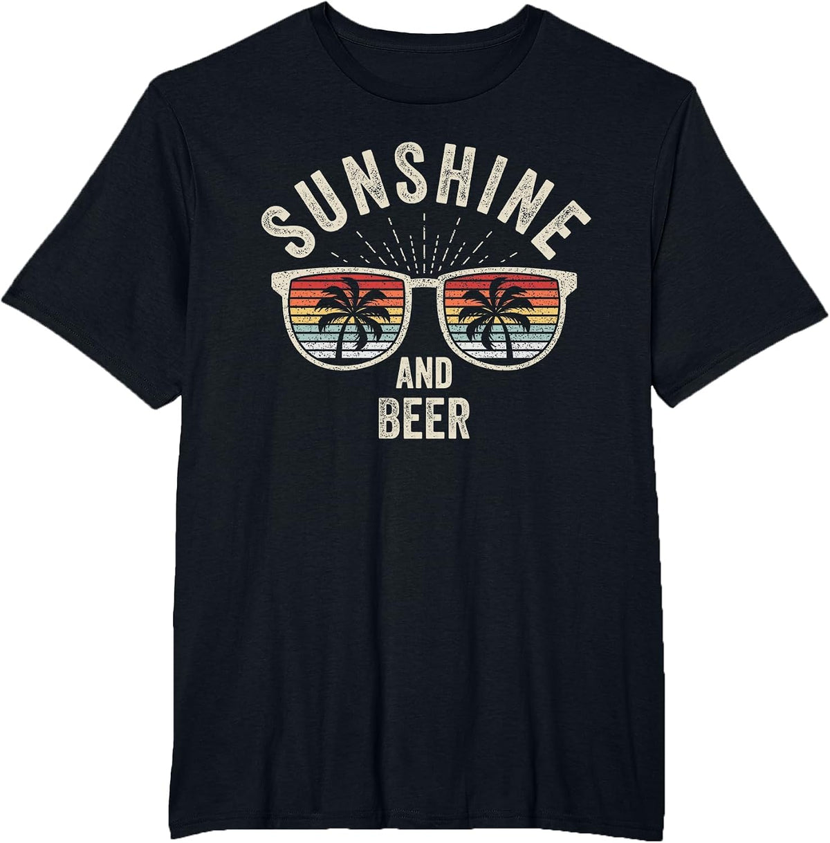 Vintage Retro Sunshine and Beer Craft Beer Brewery T-Shirt - Black