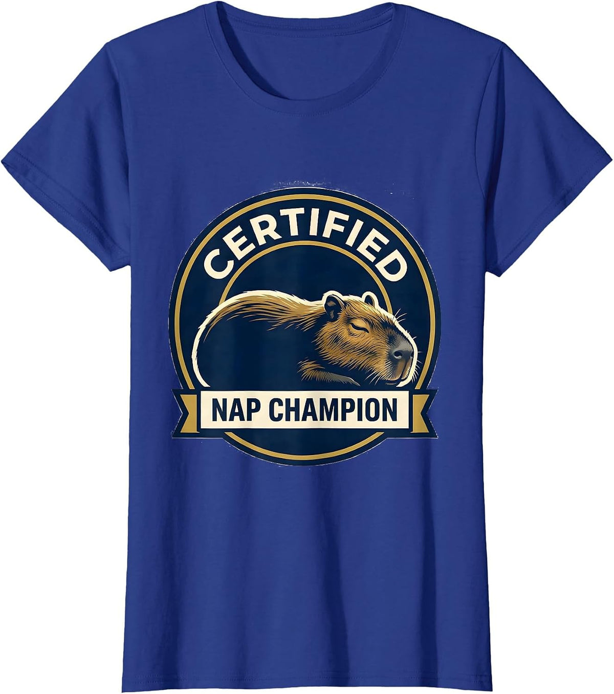 Women's Certified Nap Champion Cute Capybara Sleepwear Humor T-Shirt - Royal Blue