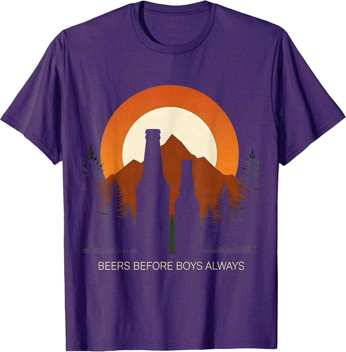 Men's Beers Before Boys Always Funny Beer Lover Design T-Shirt - Purple