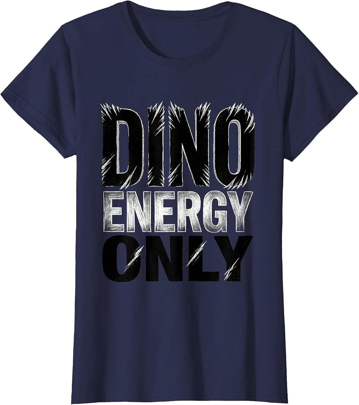 Women's Dino Energy Only Dinosaur Graphic Design T-Shirt - Navy Blue