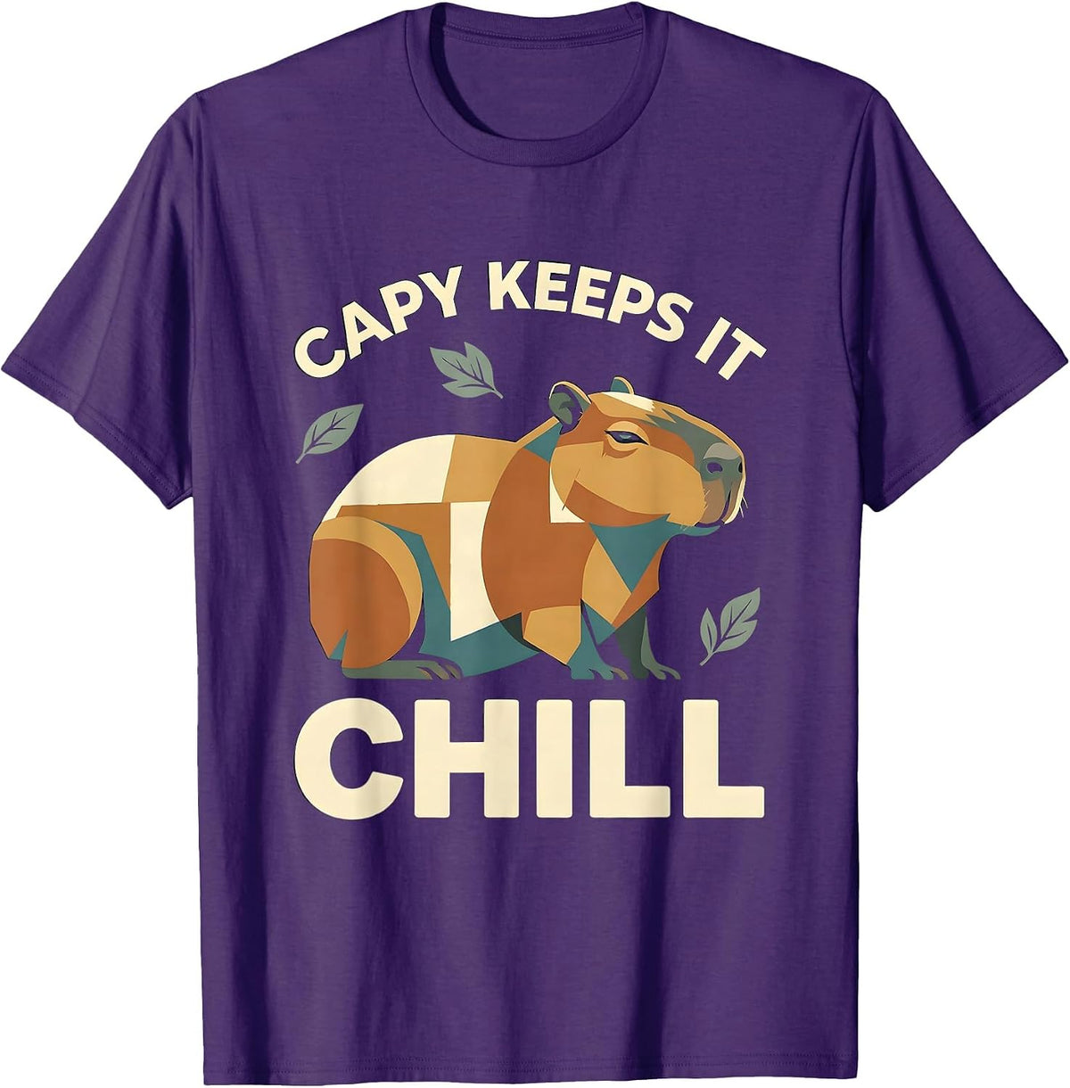 Capy Keeps It Chill Funny Animal Meme Capybara Lover Humor T-Shirt - Purple