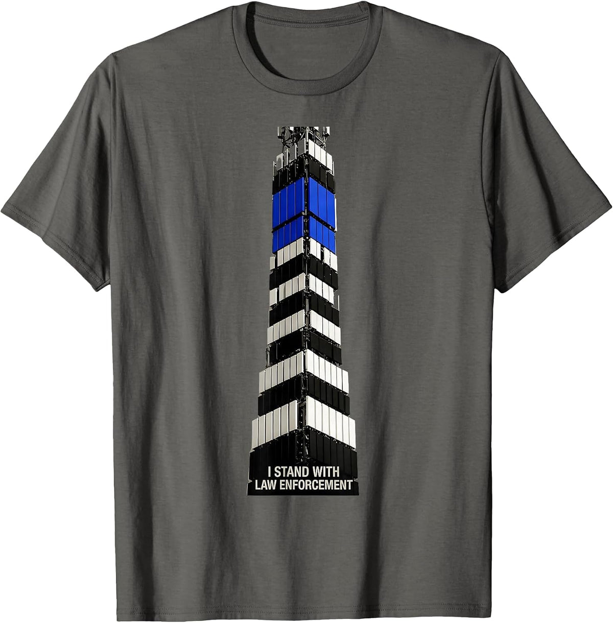 Men's I Stand With Law Enforcement Geometric Police Support T-Shirt - Asphalt Grey