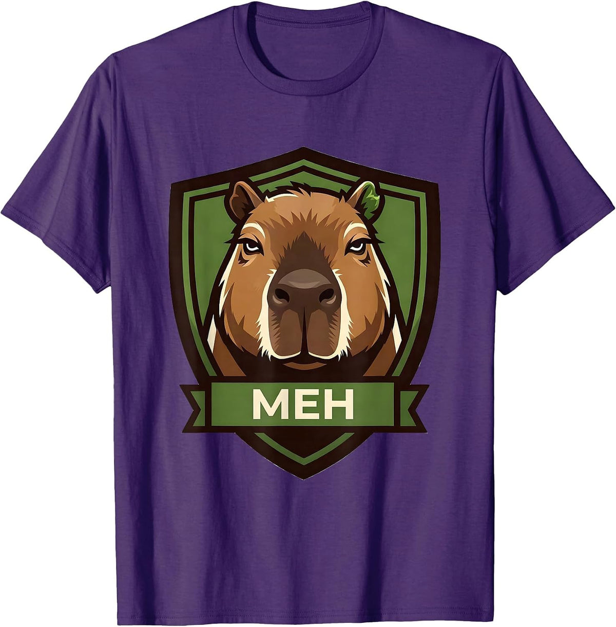 Meh Funny Capybara Animal Humor Meme Gamer Kids T-Shirt - Purple
