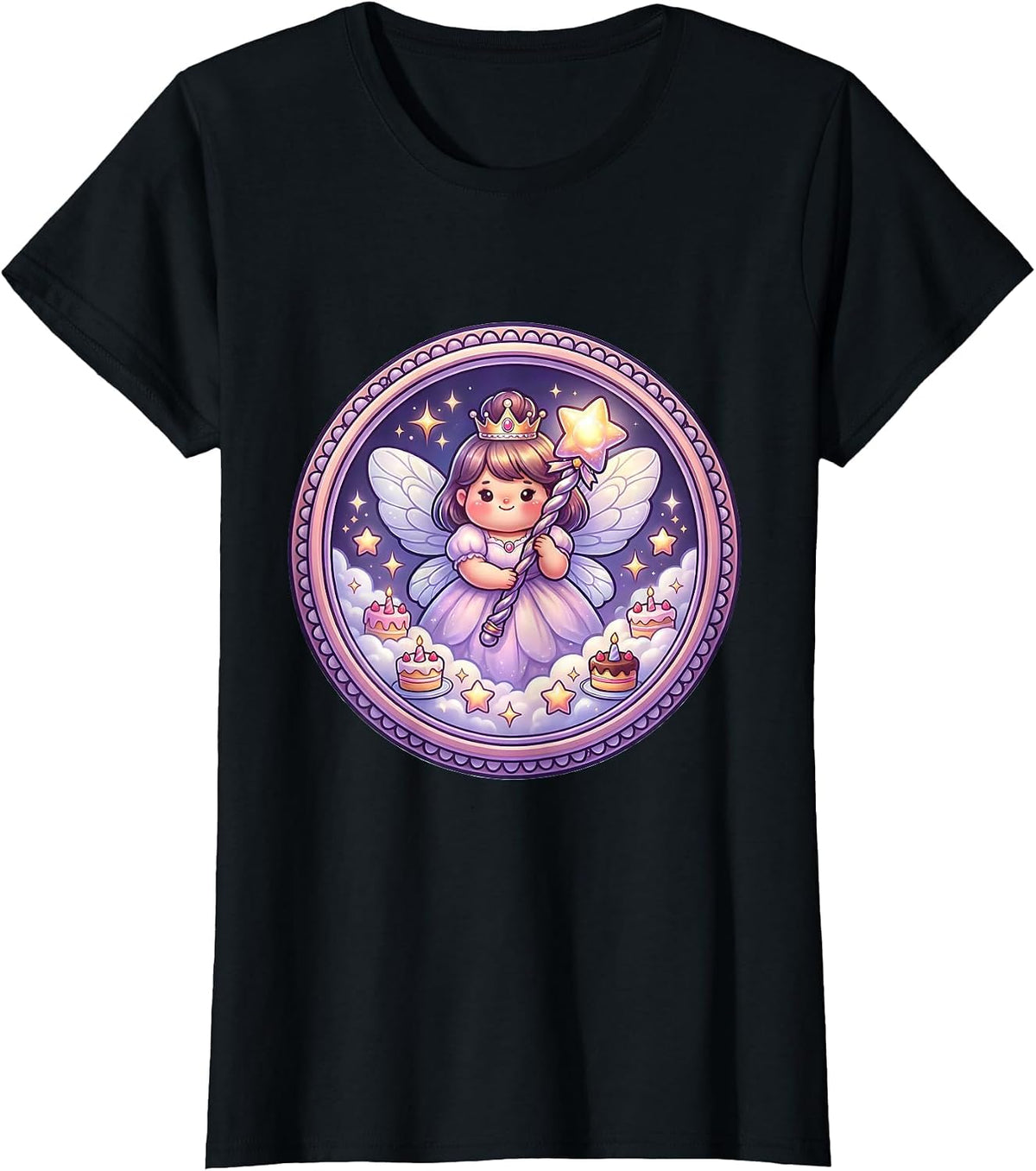 9th Birthday Fairy Godmother Wish Sparkles T-Shirt - Black