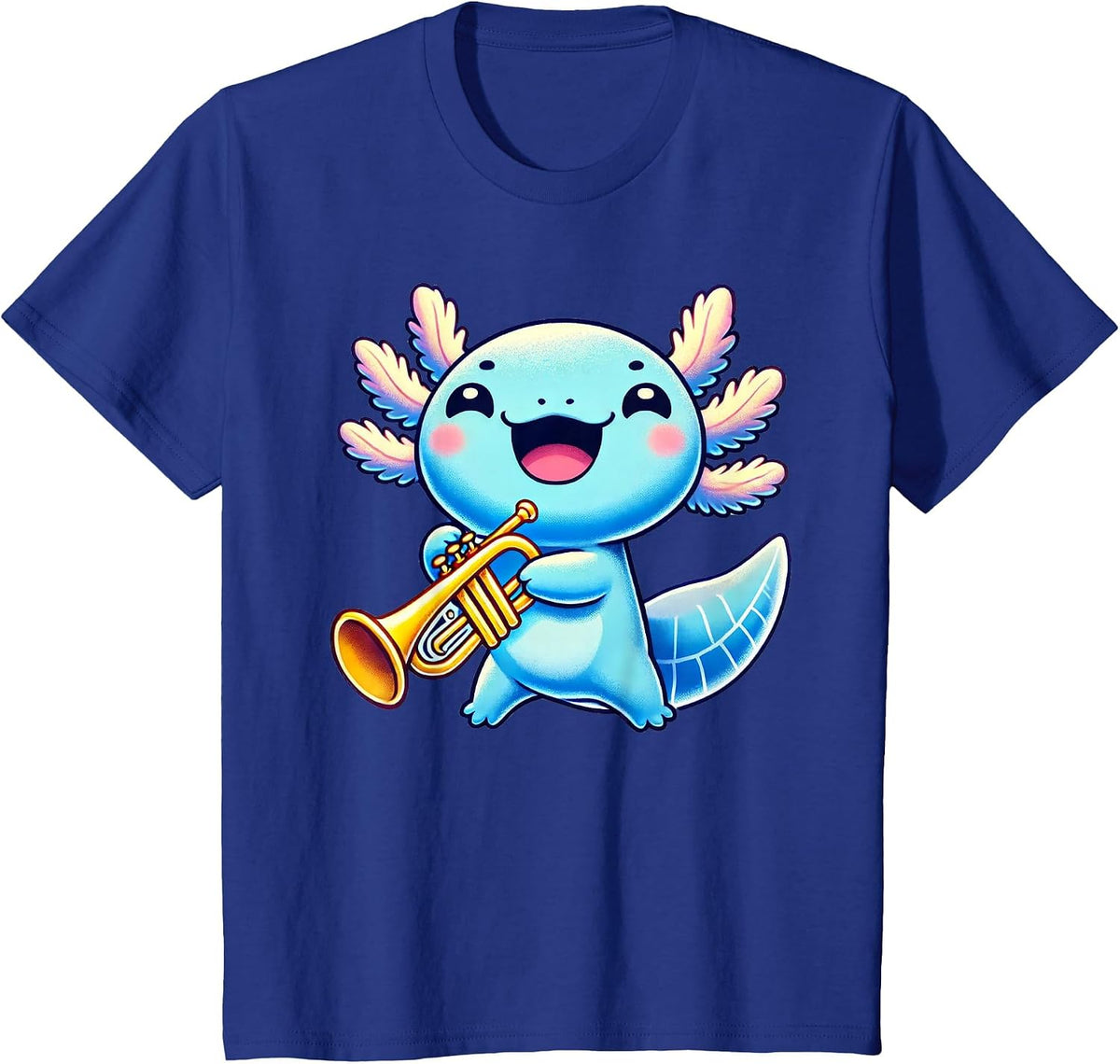 Axolotl Playing Trumpet Axolotls Musician Music T-Shirt - Royal Blue