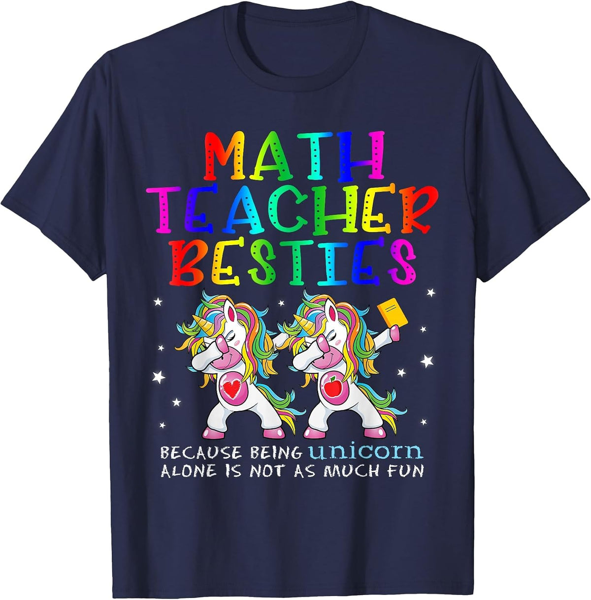 Math Teacher Besties Teacher's Day Best Friend T-Shirt - Navy Blue