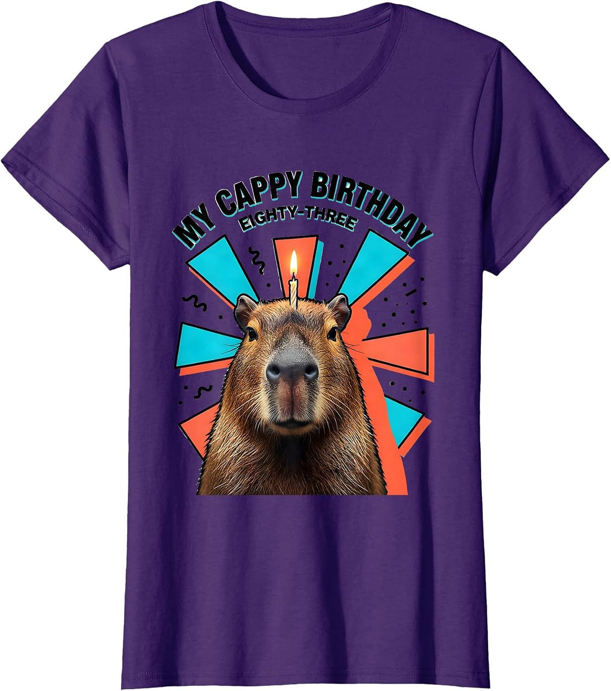 Women's My Cappy Birthday Eighty-Three Kawaii Capybara Birthday Gift T-Shirt - Purple