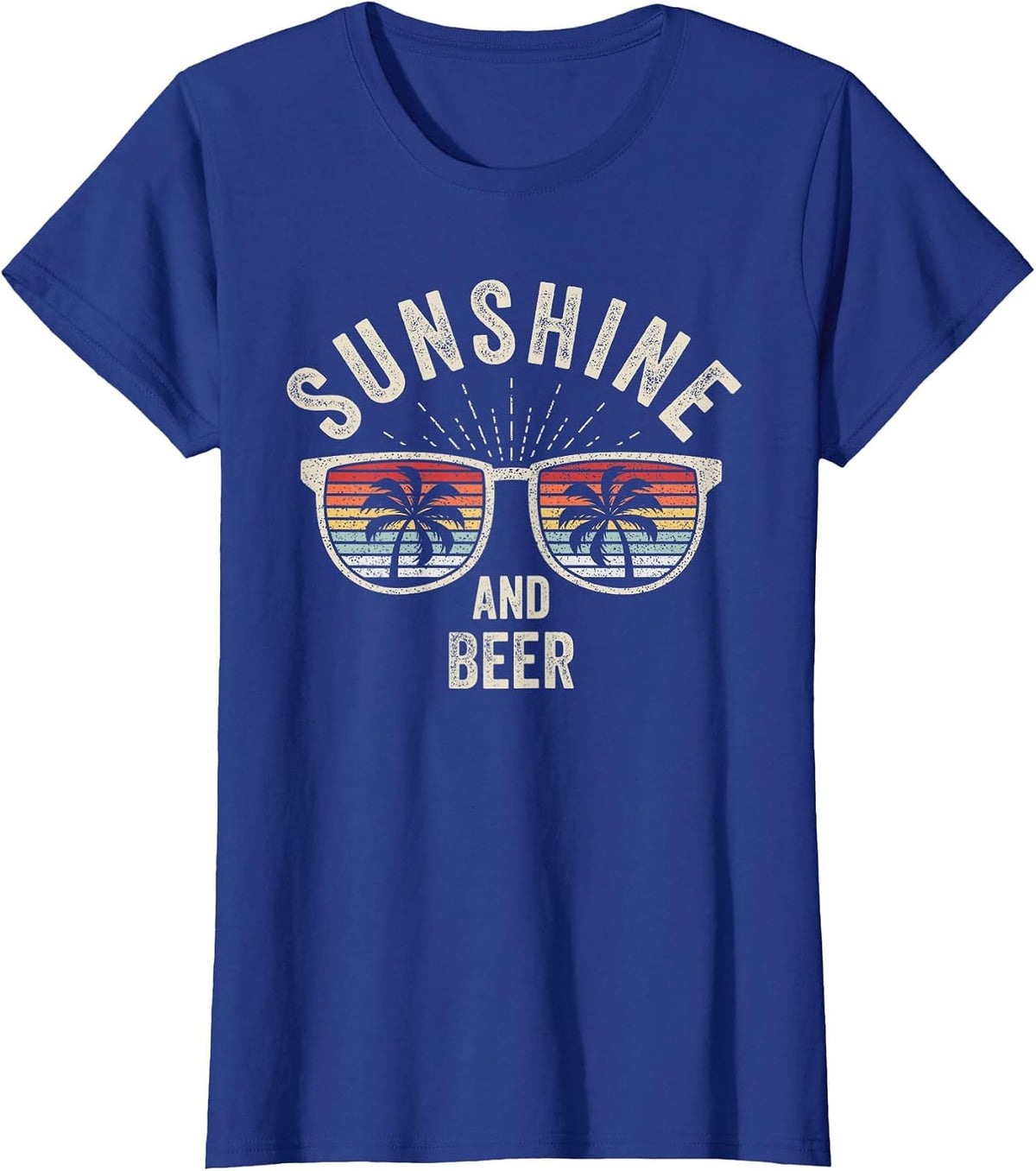 Vintage Retro Sunshine and Beer Craft Beer Brewery T-Shirt - Royal Blue