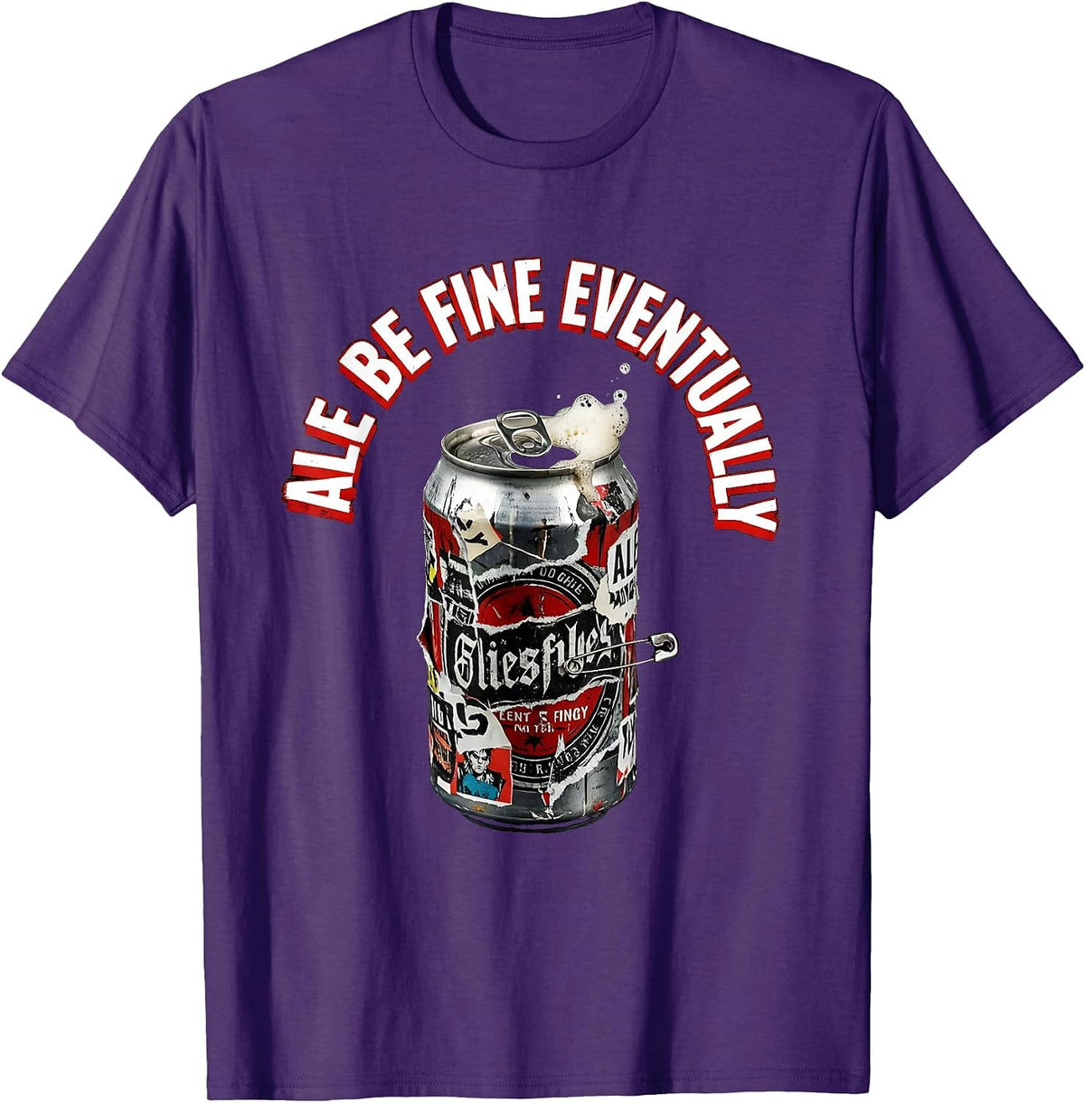 Ale Be Fine Eventually Funny Beer Design T-Shirt - Purple