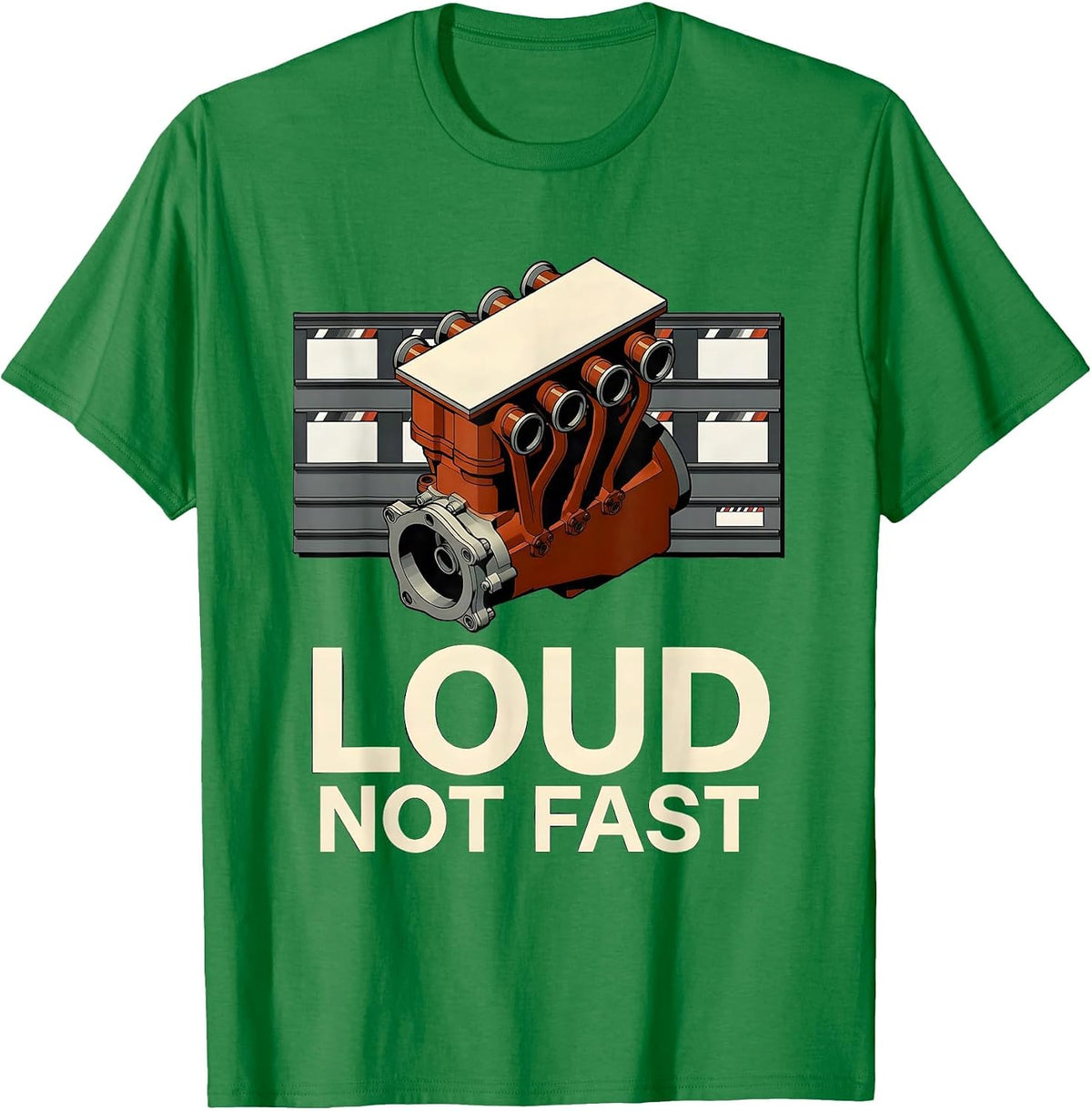 Men's Loud, Not Fast Vintage Retro Muscle Car Drag Racing T-Shirt - Kelly Green