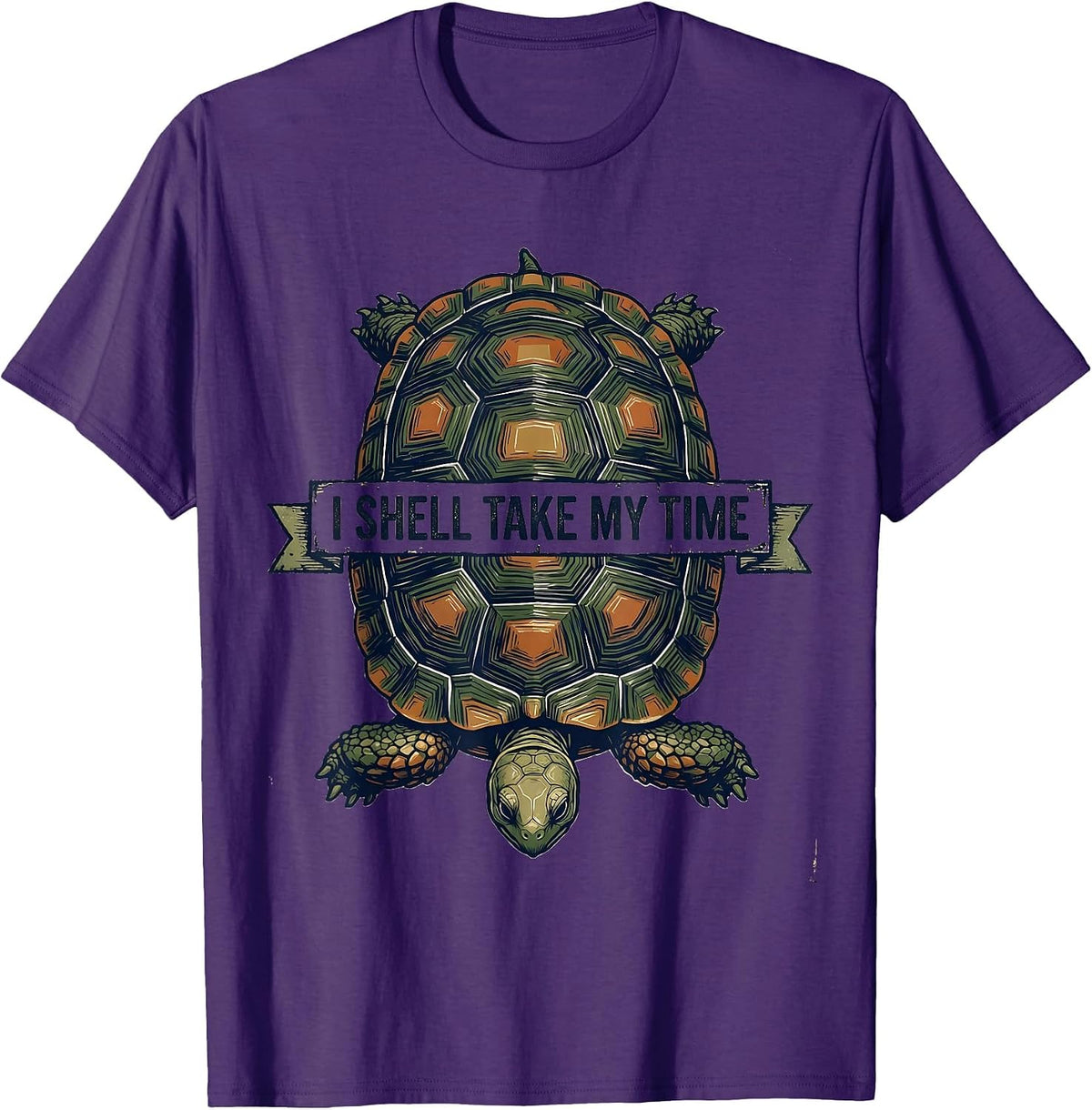 Men's I Shell Take My Time Vintage Tortoise Lover Humor T-Shirt - Purple