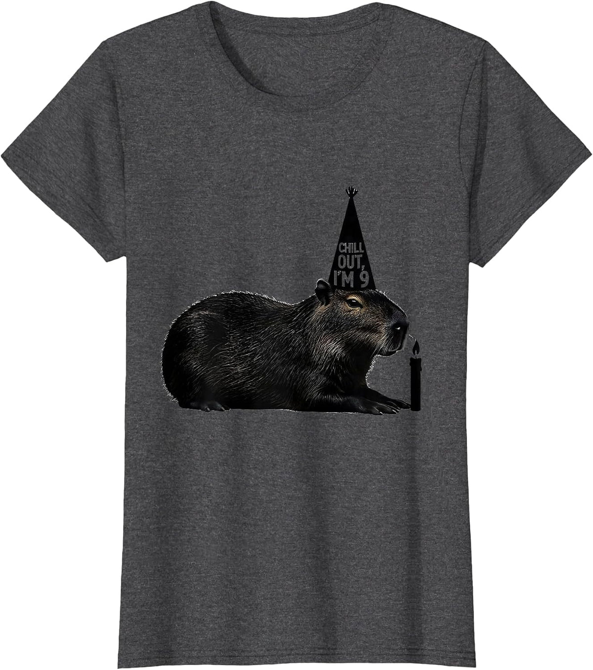 Women's Chill Out I'm 9 Funny Capybara Kids Birthday Party T-Shirt - Dark Heather Grey