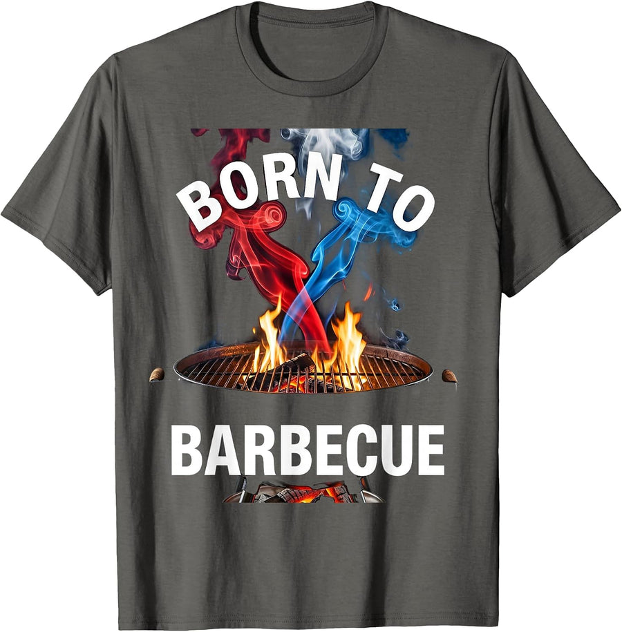 Born to Barbecue Labor Day Grilling Design T-Shirt - Asphalt Grey