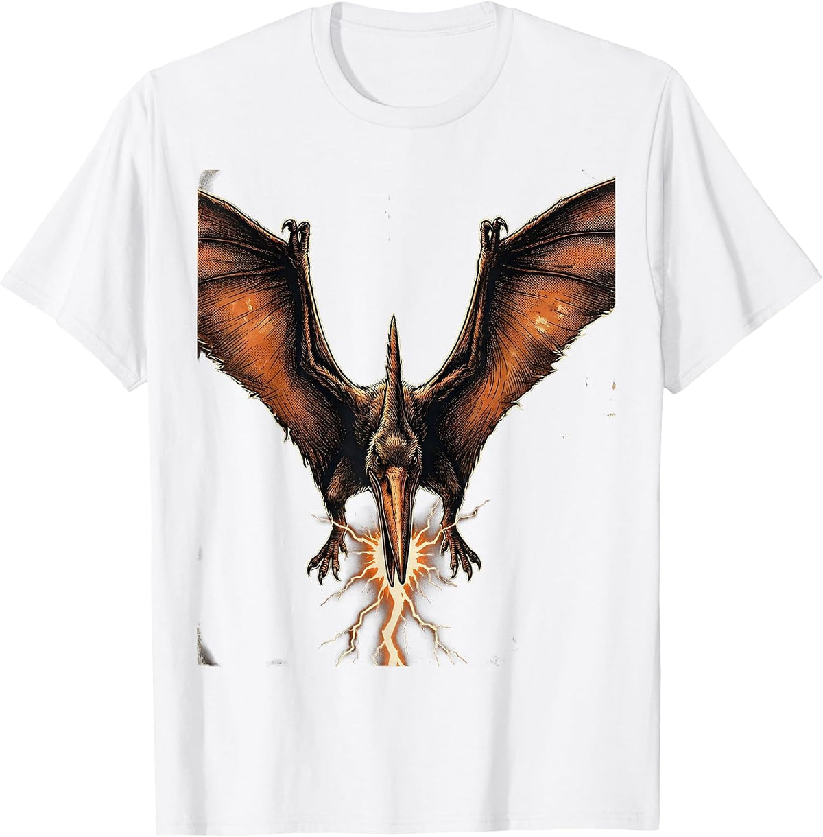 Men's Pterodactyl Lightning Bolt Dinosaur Graphic T-Shirt - White