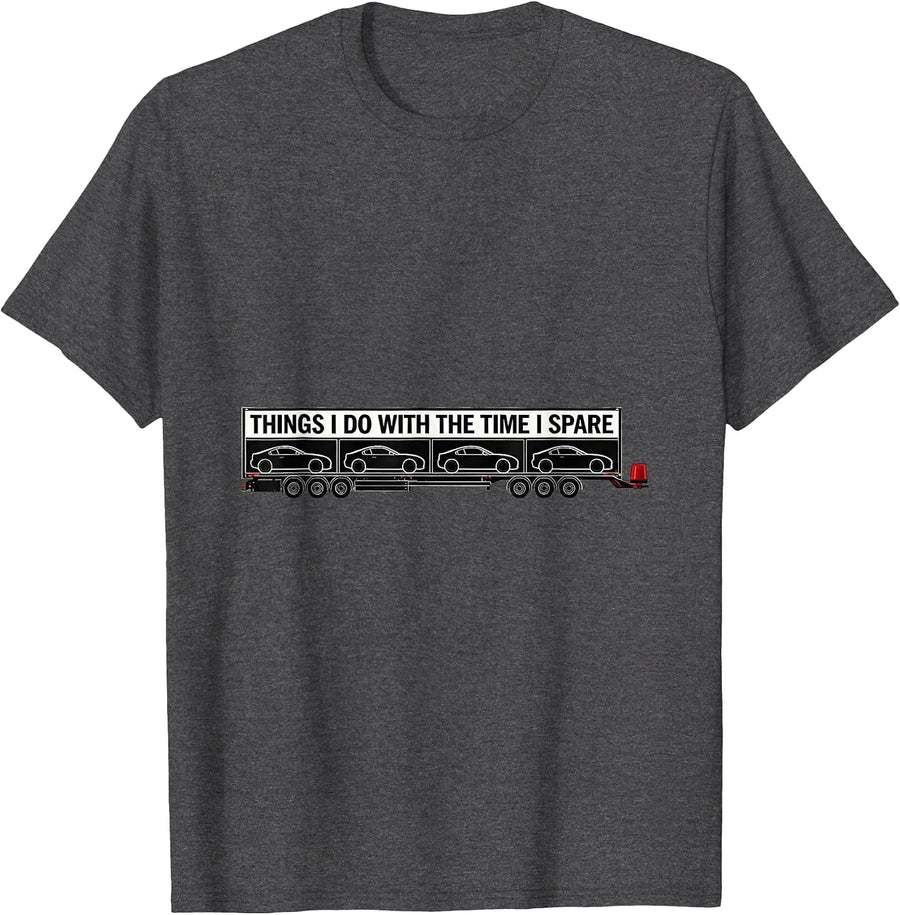 Men's Things I Do With The Time I Spare Funny Car Enthusiast Car T-Shirt - Dark Heather Grey