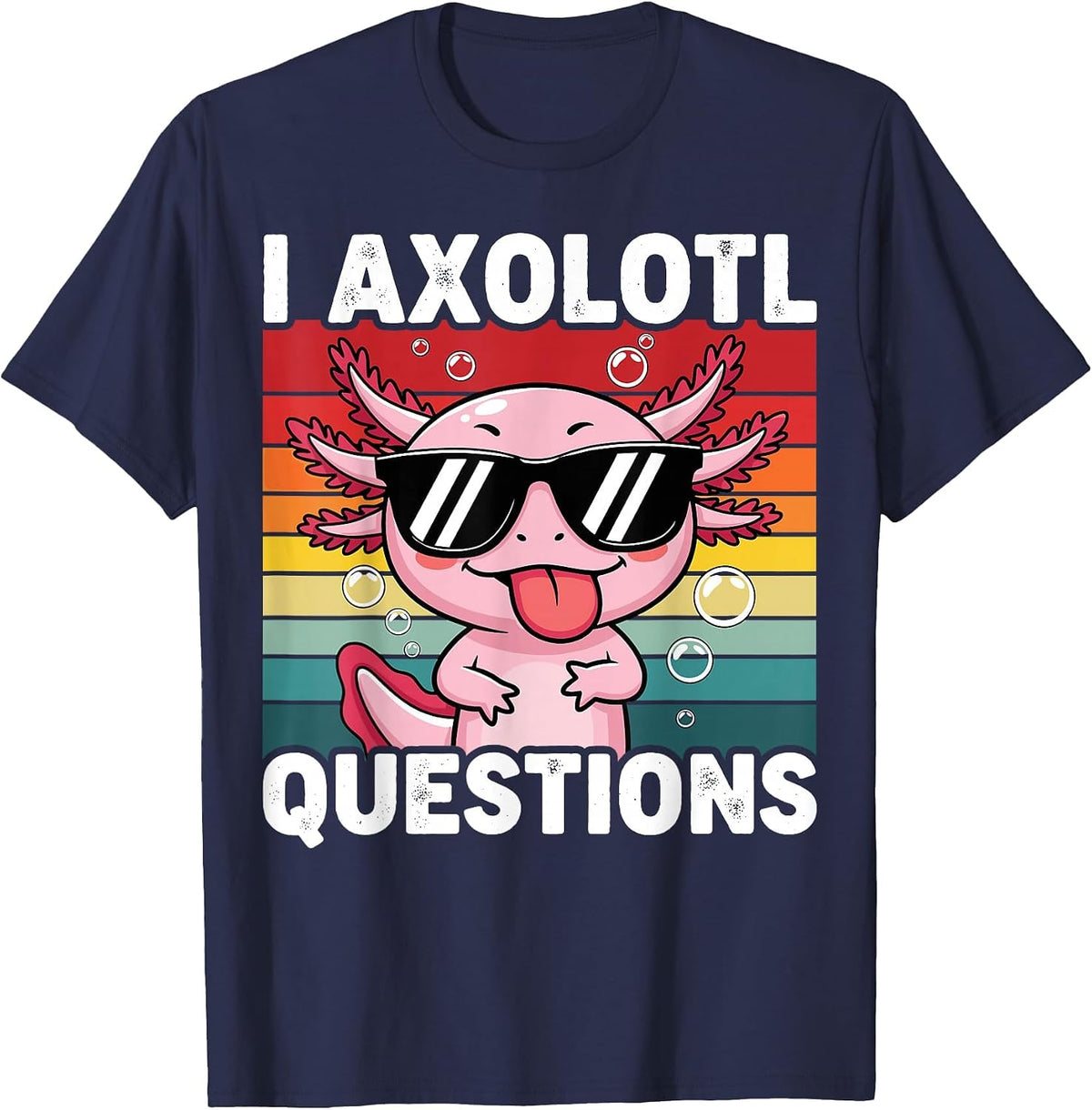 Axolotl Questions Cute Kawaii Axolotls T-Shirt - Navy Blue
