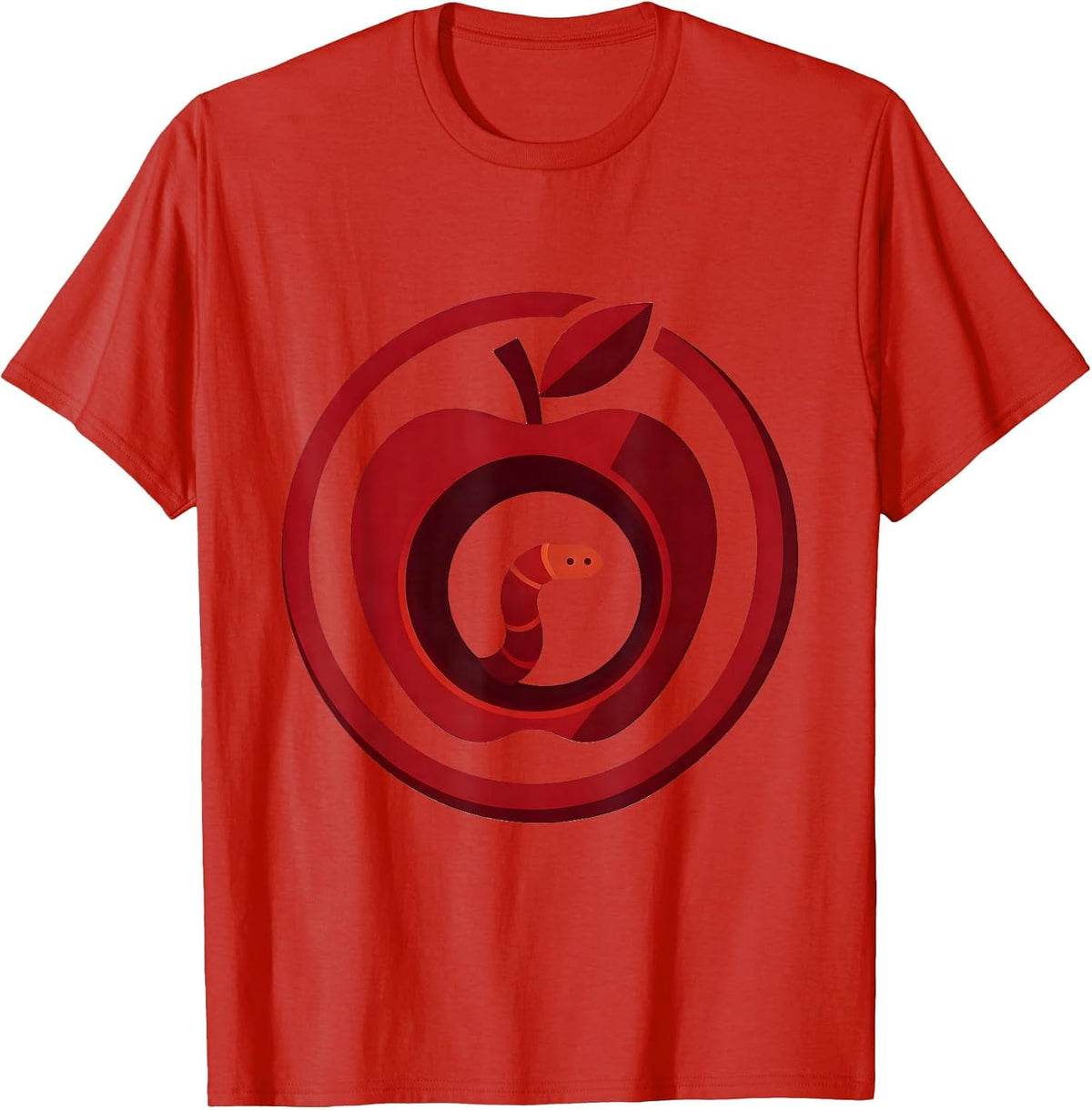 Men's English Teacher Apple Bookworm Illustration T-Shirt - Red