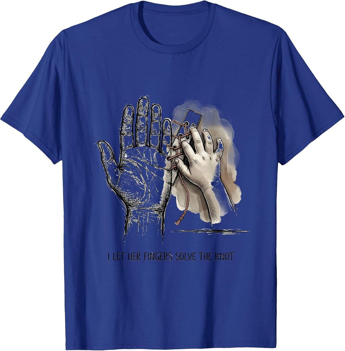 I Let Her Fingers Solve The Knot Montessori Teacher Method T-Shirt - Royal Blue