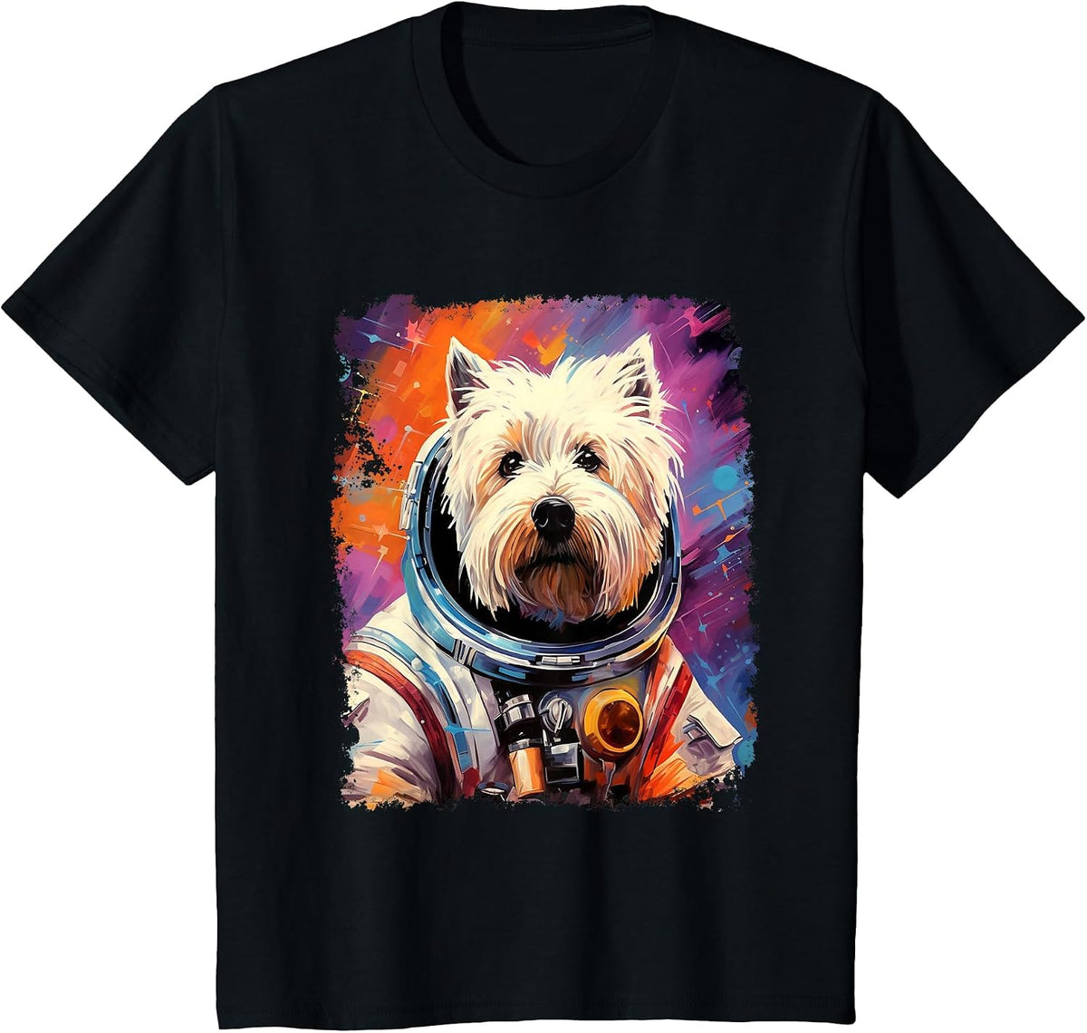 Westie Dog West Highland White Terrier Space T-Shirt - Black