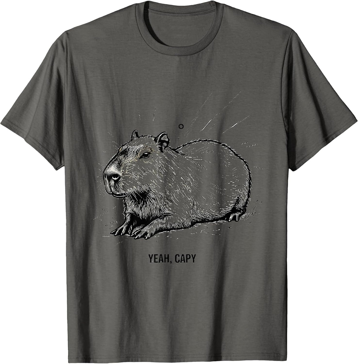 Yeah Capy Funny Capybara Animal Meme Humor T-Shirt - Asphalt Grey