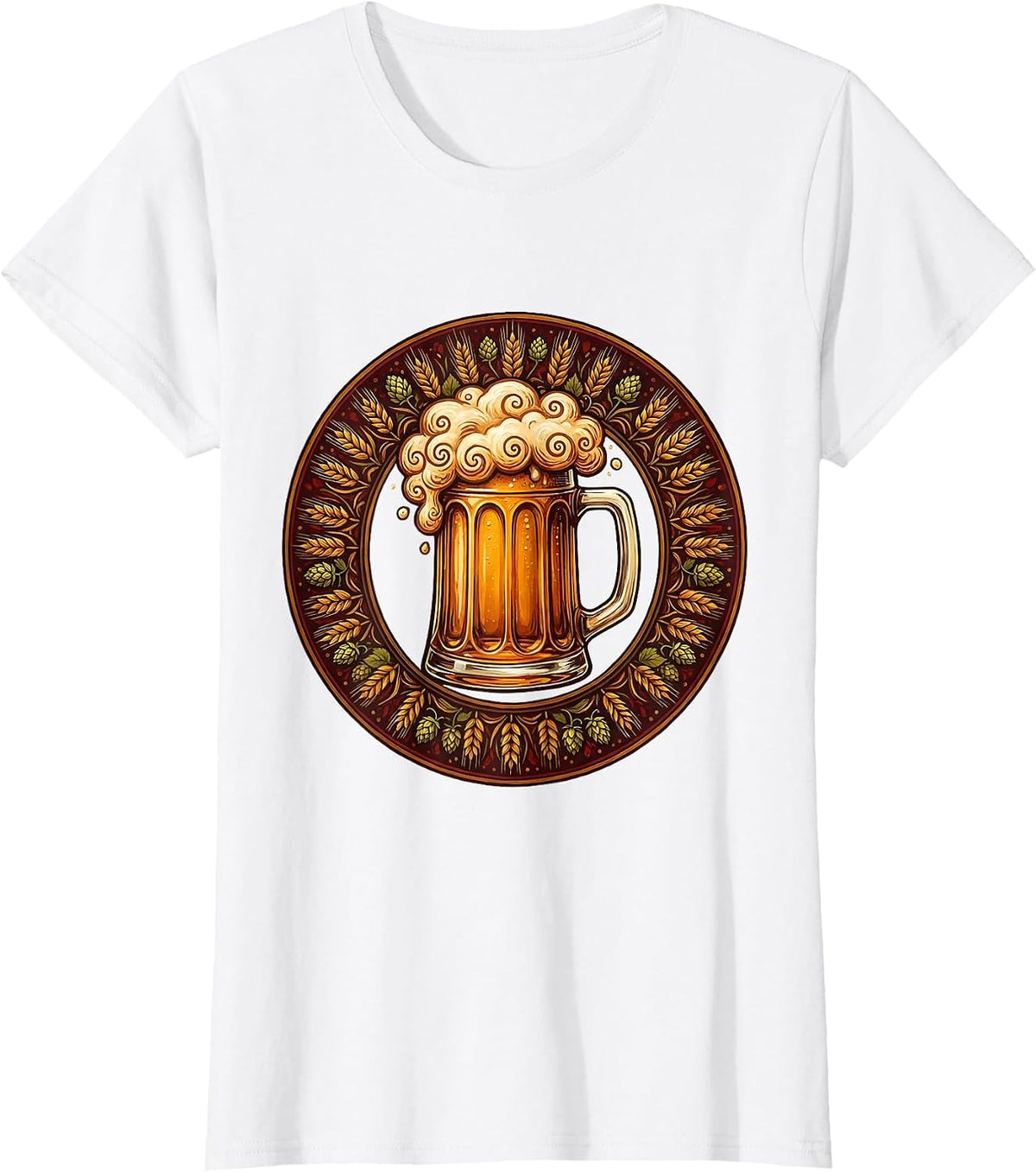 Frothy Overflowing Beer Mug Graphic T-Shirt - White