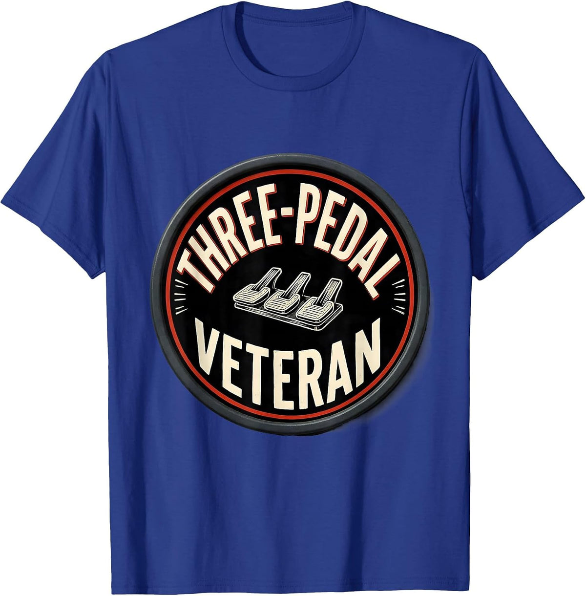 Men's Three-Pedal Veteran Manual Transmission Car Guy Humor T-Shirt - Royal Blue