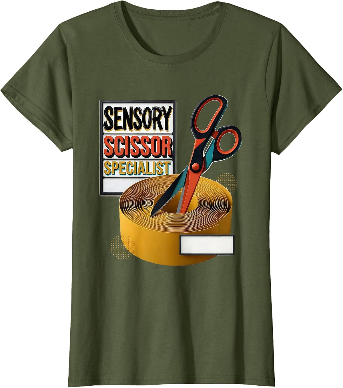 Women's Sensory Scissor Specialist Occupational Therapy Sensory T-Shirt - Olive Green