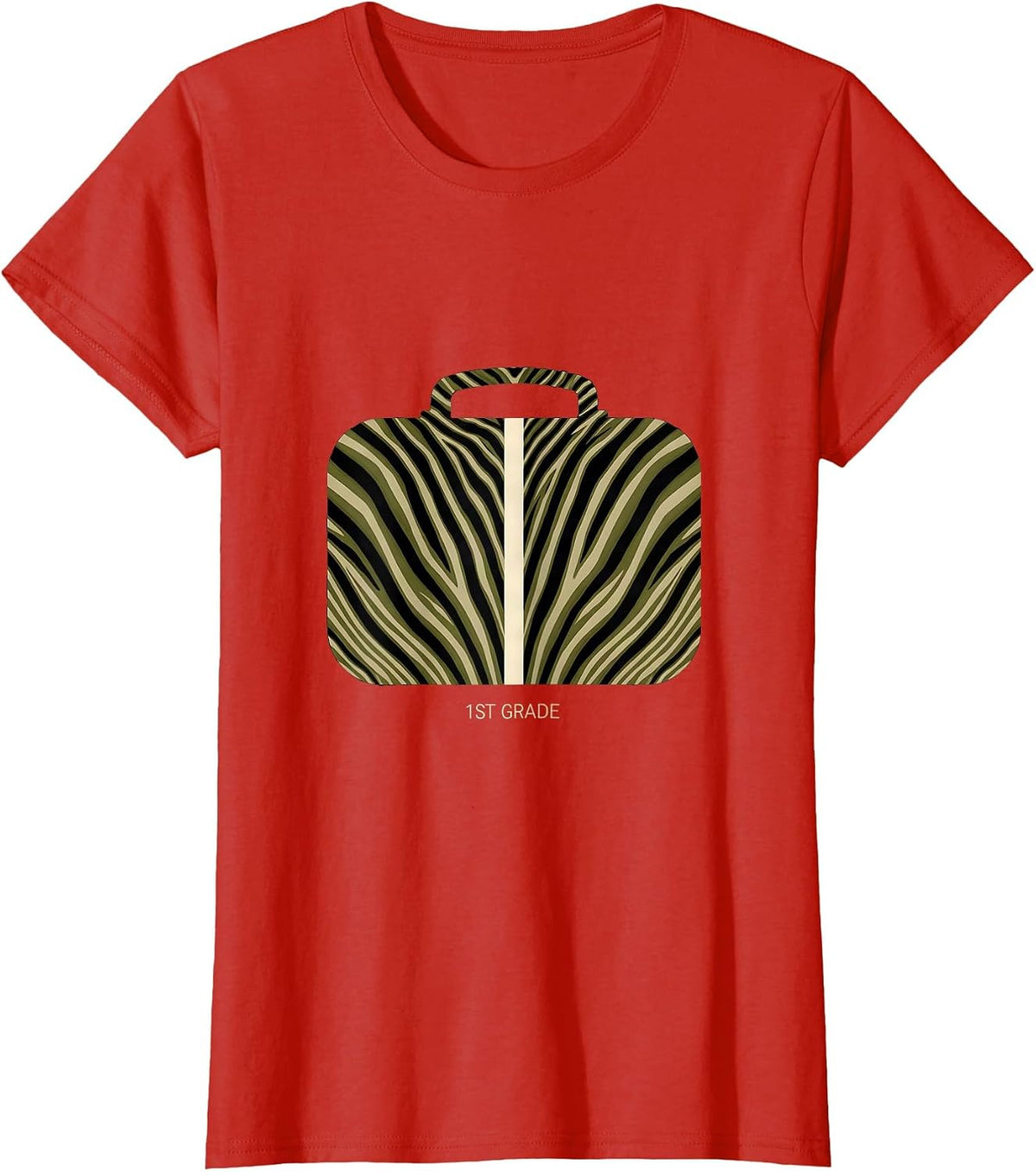 1st Grade Zebra Print Lunchbox Back To School Boy T-Shirt - Red