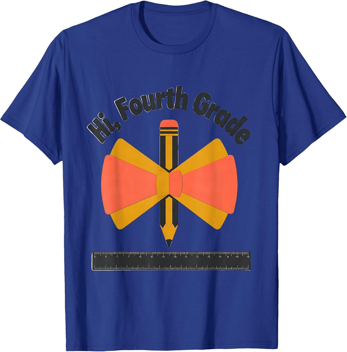 Hi, Fourth Grade Midcentury Modern Coquette Bow Back T-Shirt - Royal Blue