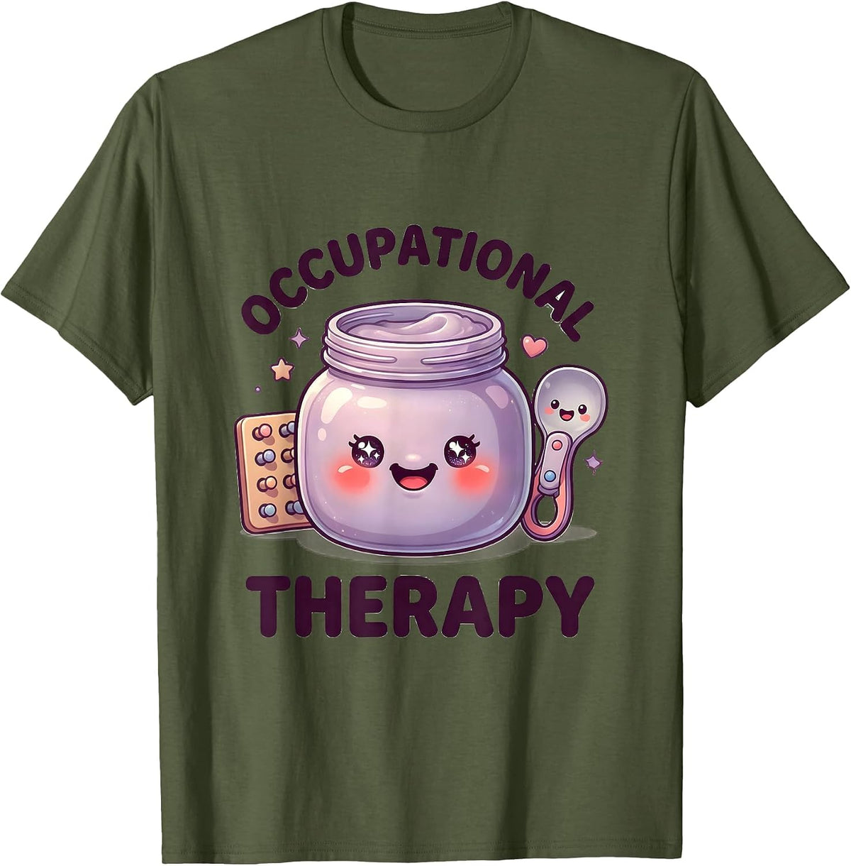 Men's Occupational Therapy Cute Kawaii Pediatric OT Month T-Shirt - Olive Green