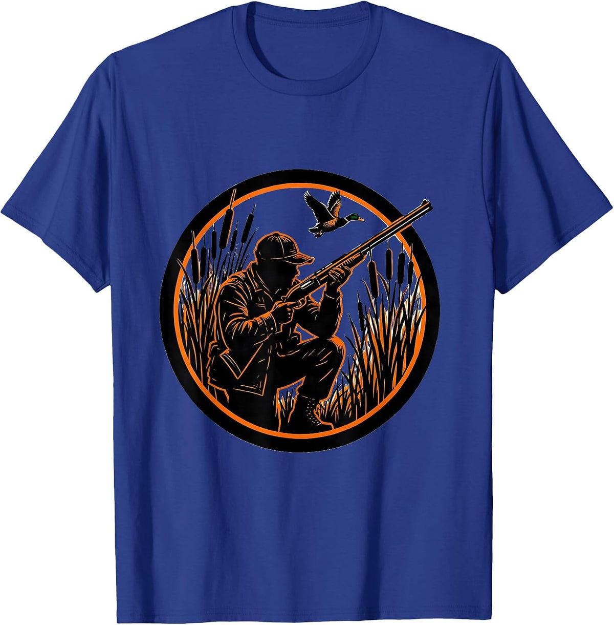 Old School Camo Duck Hunter Cattail Marsh T-Shirt - Royal Blue