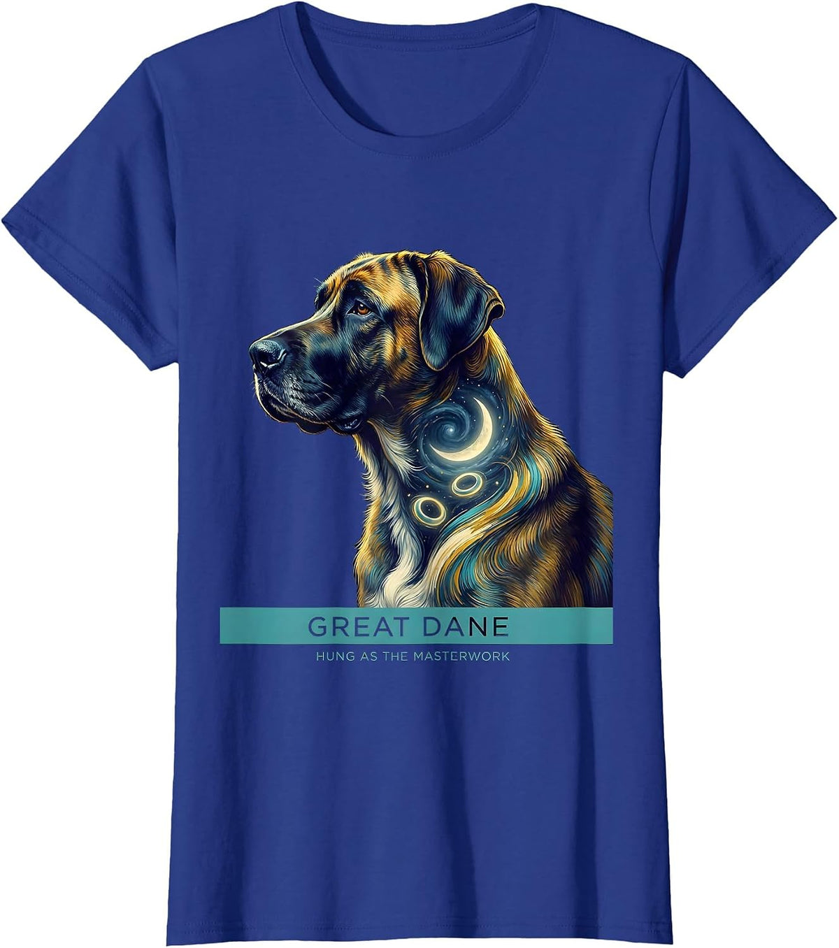 Women's Great Dane Hung As The Masterwork Surreal Dog Portrait T-Shirt - Royal Blue