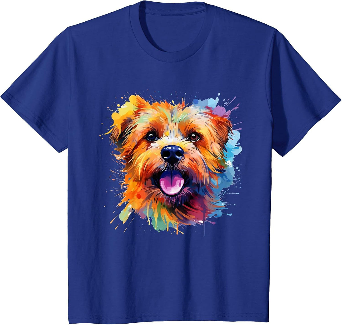 Norfolk Terrier Portrait | Portrait Colour Artwork T-Shirt - Royal Blue