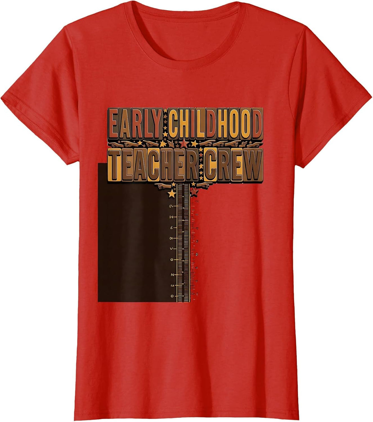 Early Childhood Teacher Crew Warm Nurturing Values-Driven T-Shirt - Red