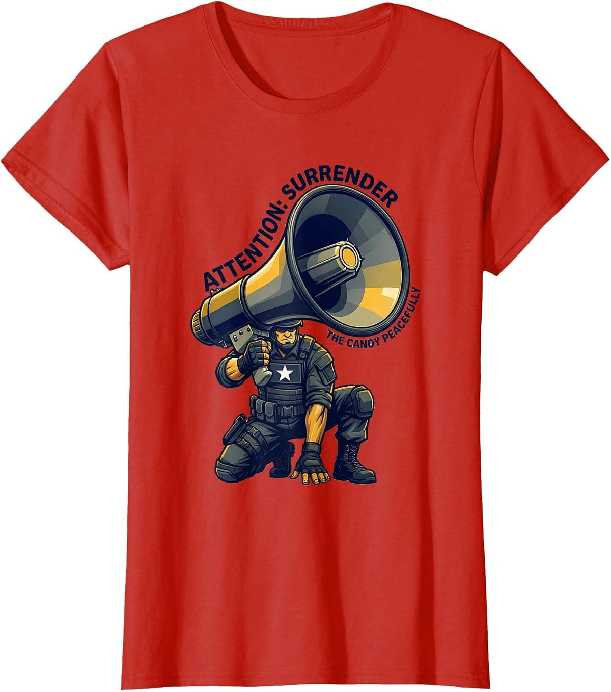 Attention: Surrender The Candy Peacefully Police Costume T-Shirt - Red