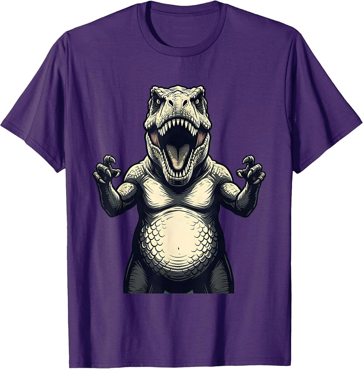Men's Family Dinosaurs Roaring Together Illustration T-Shirt - Purple