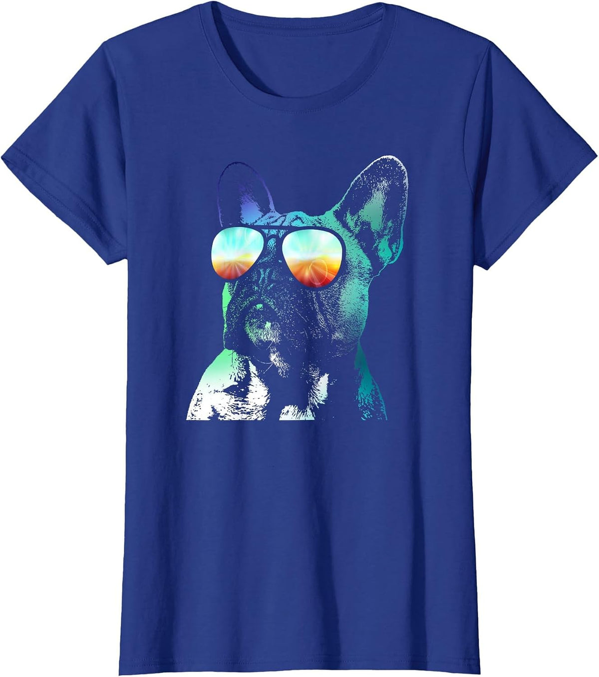French Bulldog Neon Dog Shirt T-Shirt - Royal Blue