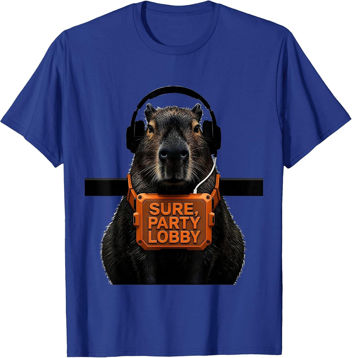 Sure, Party Lobby Brutalist Capybara Gamer Bruh Meme Humor T-Shirt - Royal Blue