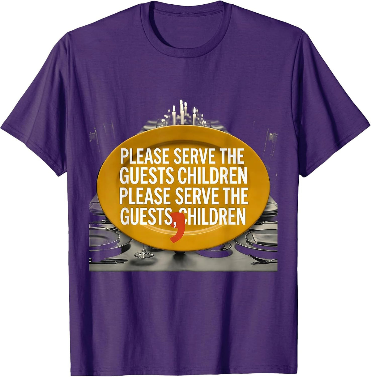 Men's Please Serve Guests Children Funny Grammar Teacher T-Shirt - Purple