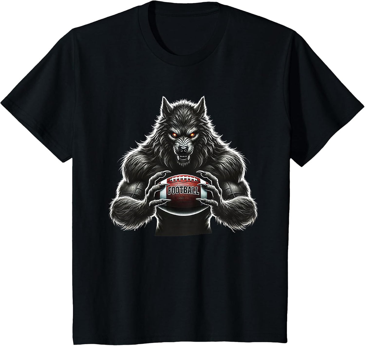Werewolf Football Player Father Coach Halloween Costume 2026 T-Shirt - Black